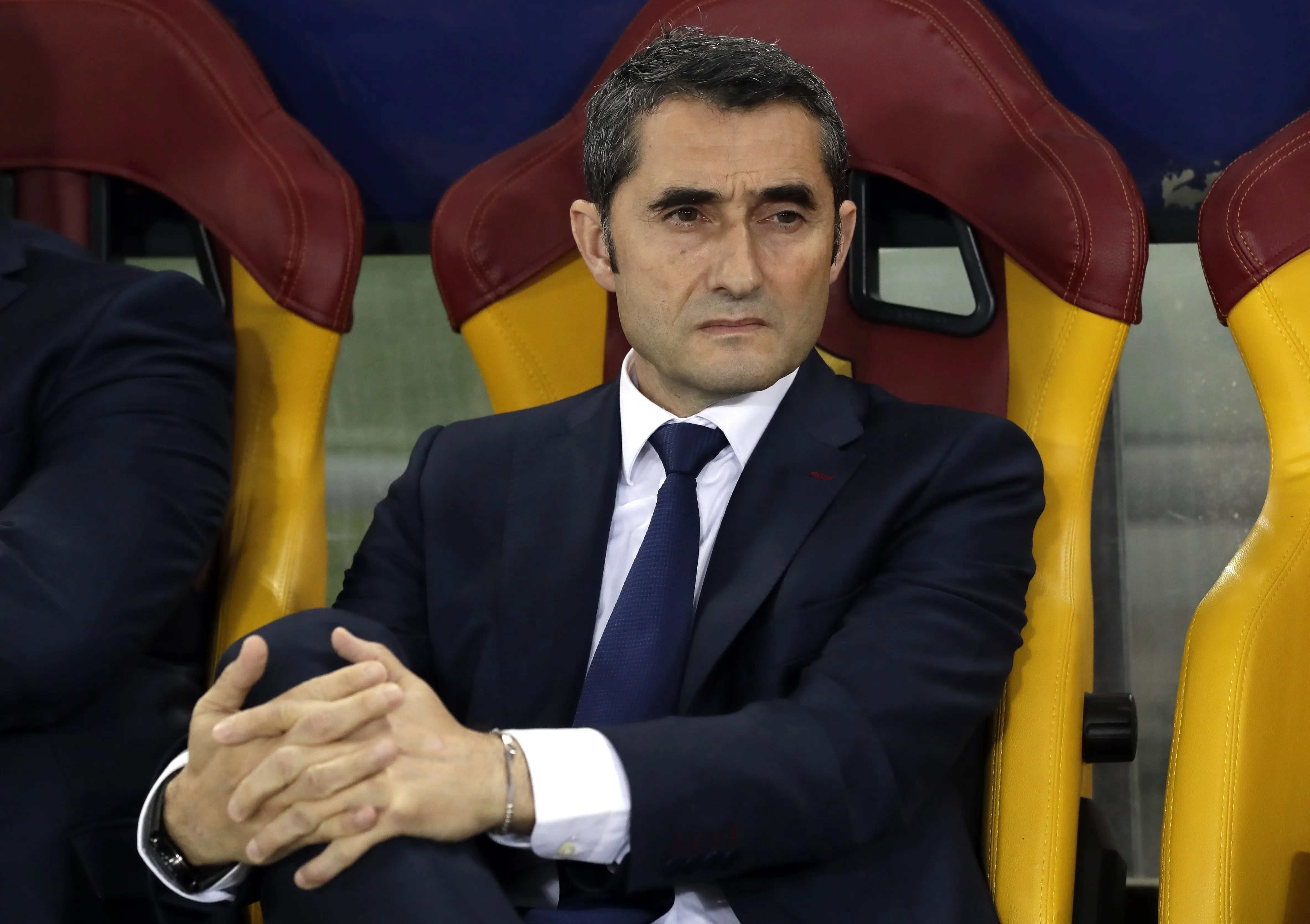 Pelatih Barcelona, Ernesto Valverde (AP Photo/Andrew Medichini).