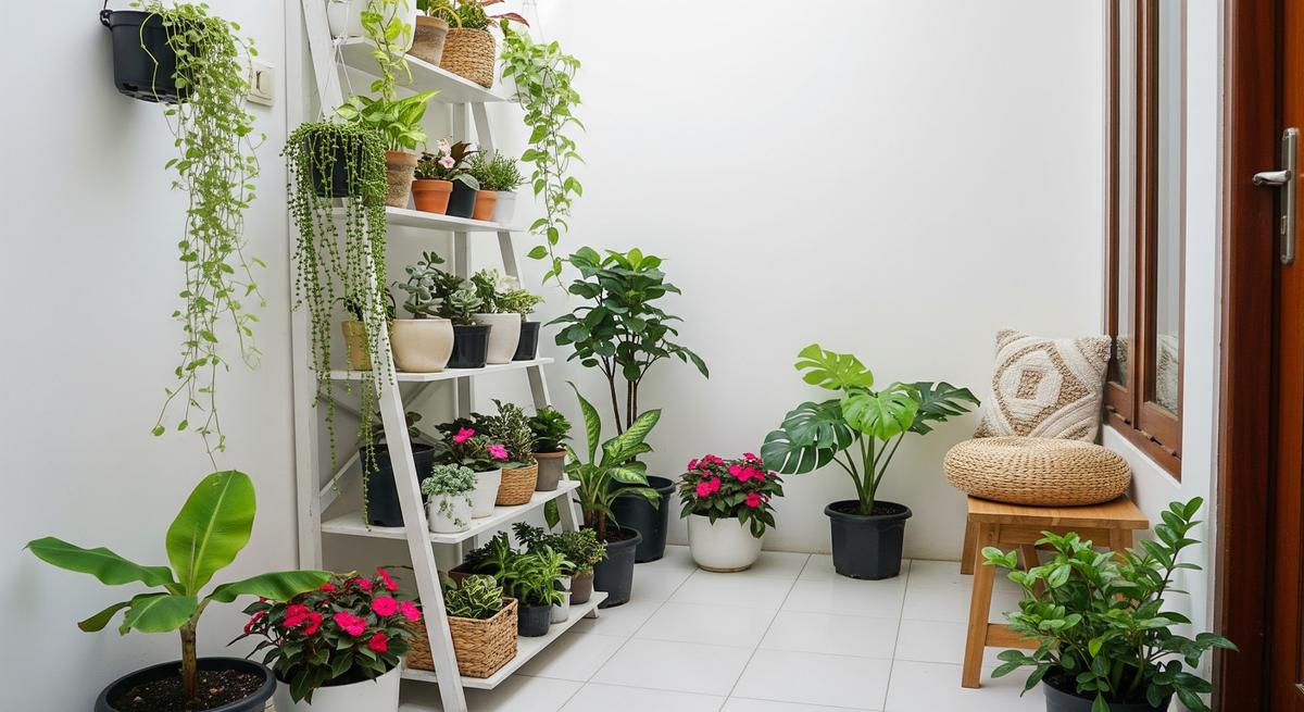 Kebun Tanaman Hias dengan Rak Tangga