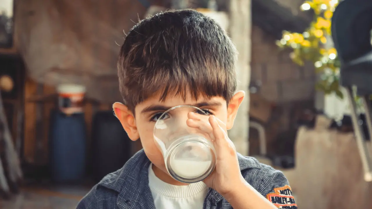 Ilustrasi anak minum susu