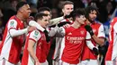 Tak puas, anak asuh Mikel Arteta masih berambisi untuk menambah gol. Hasilnya, Charlie Patino yang baru masuk di babak kedua, berhasil mencetak angka di menit-menit penghujung laga. Skor akhir menjadi 5-1. (AFP/Glyn Kirk)