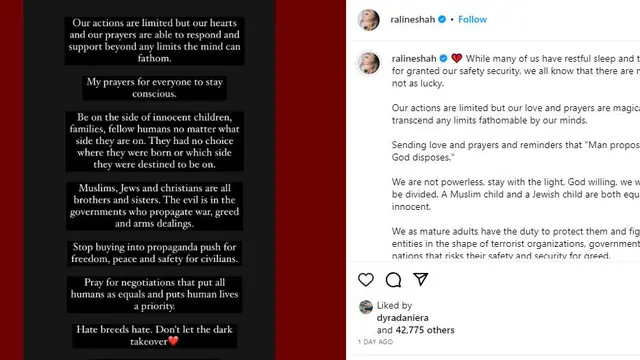 Raline Shah Angkat Bicara Usai Banjir Kritikan karena Sebut Anak-anak Palestina dan Israel Jadi Korban Perang