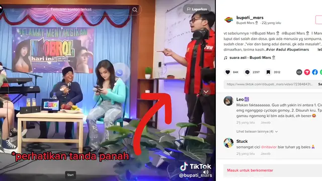 Vior BA ONIC Esports Klarifikasi Usai Sebut Adul Mirip Cyclops: Maksudnya Gemoy Gitu Guys, Maaf Ya. (TikTok bupati_mars)