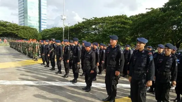 Gelar pasukan dalam rangka pengamanan pemilu 2019 (Liputan6.com/ Eka Hakim)