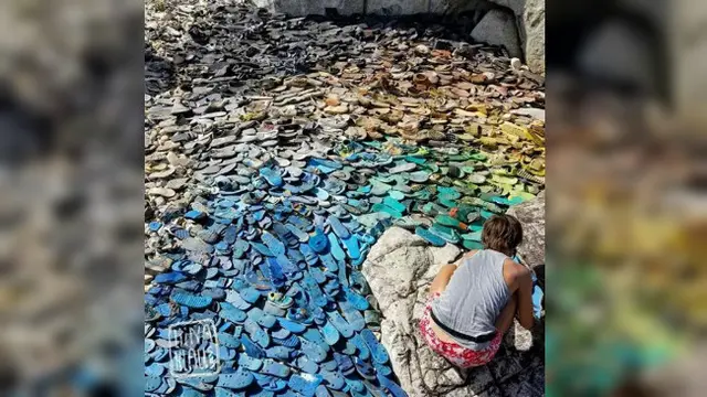 Liina Klaus memiliki ide brilian dalam menanggulangi sampah di pantai Bali, utamanya sampah sandal jepit.