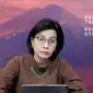 Menteri Keuangan (Menkeu) Sri Mulyani dalam acara Pengenalan Kehidupan Kampus bagi Mahasiswa Baru (PKKMB) Universitas Indonesia, Senin (8/8/2022).