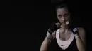 Model dan penyanyi, Rebecca Reijman, berpose usai latihan Muay Thai di rumahnya di Depok, Jawa Barat, Minggu (23/12). Beladiri Muay Thai dipilihnya untuk menjaga kebugaran dan sebagai pertahanan diri. (Bola.com/Vitalis Yogi Trisna)