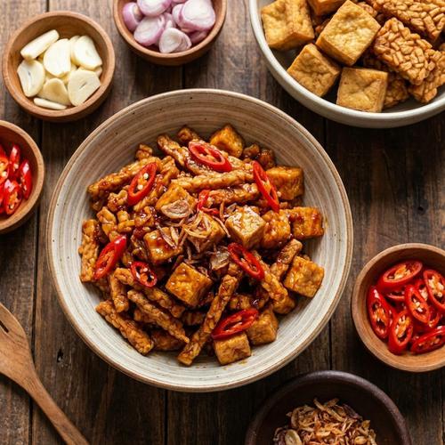 Sajian sambal goreng tahu tempe kering pedas manis (Gemini AI)