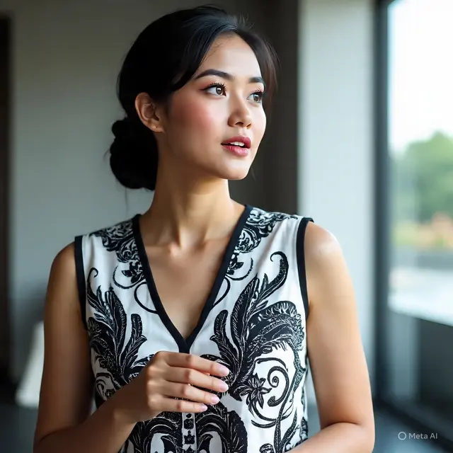 Model Rompi Batik Wanita Tanpa Lengan