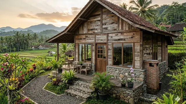 Desain Rumah Minimalis di Desa dengan Sentuhan Kayu Bekas Biar Unik dan Hemat