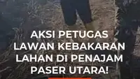 Aksi Petugas Lawan Kebakaran Lahan di Penajam Paser Utara