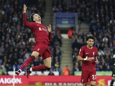 Liverpool berpesta gol saat bertandang ke markas Leicester City dalam laga pekan ke-36 Premier League 2022/2023, Selasa (16/5/2023). (Tim Goode/PA via AP)