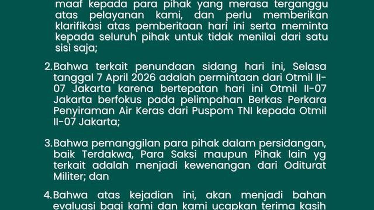 Zaskia Adya Mecca Komplain Sidang Mendadak Batal, Pengadilan Militer Jakarta Klarifikasi