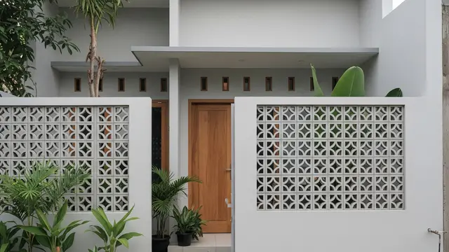 9 Inspirasi Pagar Rumah Setengah Tertutup agar Tetap Privat, Desain Estetik
