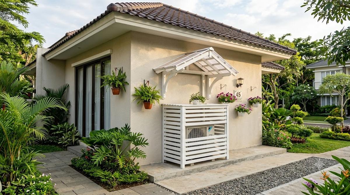 Rak Pelindung AC Outdoor yang Cantik (AI Generated)