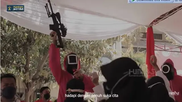7 Potret Tes SKD CPNS Kemenkumham Jatim Ala Squid Game yang Bikin Heboh