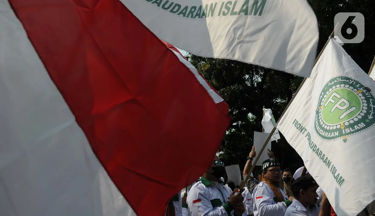 Massa membawa bendera merah putih hingga bendera berlambang FPI. (merdeka.com/Imam Buhori)