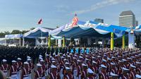 Polri menggelar acara puncak Hari Bhayangkara 2025 di kawasan Monumen Nasional (Monas), Jakarta Pusat, Selasa (1/7/2025). Upacara HUT ke-79 Bhayangkara dihadiri Presiden Prabowo Subianto yang akan menyampaikan amanat. (Liputan6.com/Nanda Perdana Putra)