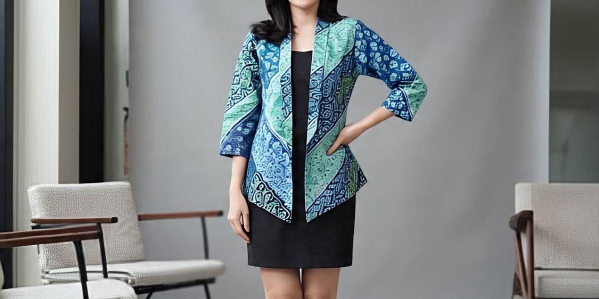 Ilustrasi Model Jas Kombinasi Batik Wanita