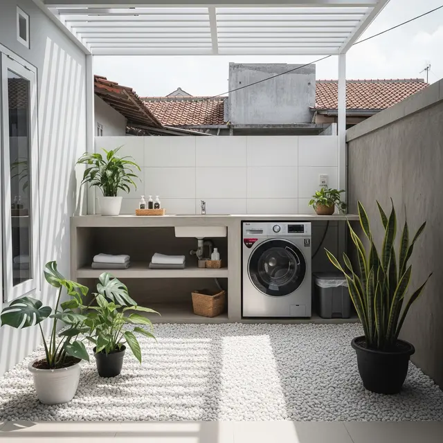 6 Inspirasi Area Cuci dengan Kerikil agar Tidak Becek, Solusi Rumah Lebih Bersih