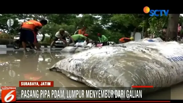 Pemasangan Pipa PDAM di Surabaya Picu Semburan Lumpur