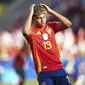 Ekspresi pemain Spanyol, Lamine Yamal, saat membuang kesempatan saat menghadapi Kroasia pada laga perdana Grup B Piala Eropa 2024 di Olympiastadion, Berlin, Jerman, Sabtu (15/5/2024). (Sebastian Christoph Gollnow/dpa via AP)