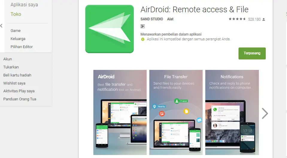 	Aplikasi AirDroid bisa digunakan untuk mencegah pasangan berselingkuh (Sumber: Google Play Store)