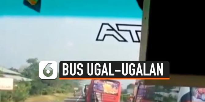 VIDEO: Rombongan Bus Ugal-ugalan di Jalan, Sang Sopir Kena Akibatnya
