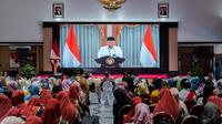 Wakil Presiden RI atau Wapres Ma'ruf Amin memberikan sambutan dalam sebuah video saat acara&nbsp;halalbihalal dengan para Pekerja Migran Indonesia (PMI) yang digelar Internasional Bisnis Asosiasi (IBA), Minggu 5 Mei 2024. (Ist)