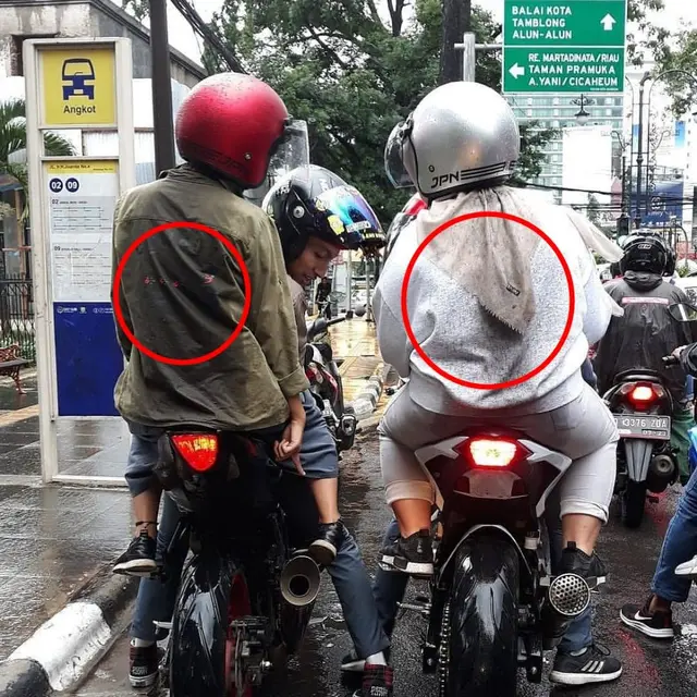 Kumpulan Potret Penderitaan Boncengan Motor Tanpa Sepatbor (ist)