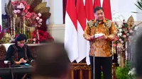 Menteri Koordinator Bidang Perekonomian Airlangga Hartarto dalam Pembukaan Rapat Koordinasi Nasional Pengendalian Inflasi tahun 2022, Kamis (18/8/2022). (Foto : Biro Pers Sekretariat Presiden)