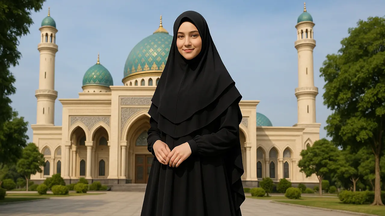 Inspirasi Gamis Syari Set Khimar Warna Hitam