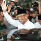 Hasyim Muzadi meminta supaya KPK dan Polri bisa terhindar dari upaya pelemahan juga kriminalisasi, Jakarta, Senin (26/1/2015). (Liputan6.com/Herman Zakharia)