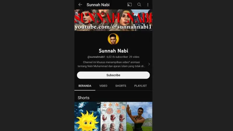 Tangkapan layar akun Youtube Sunnah Nabi. (Istimewa)