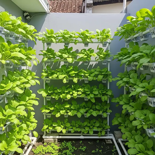 Ide Kebun Gantung Sawi-Sawian Hijau (AI)