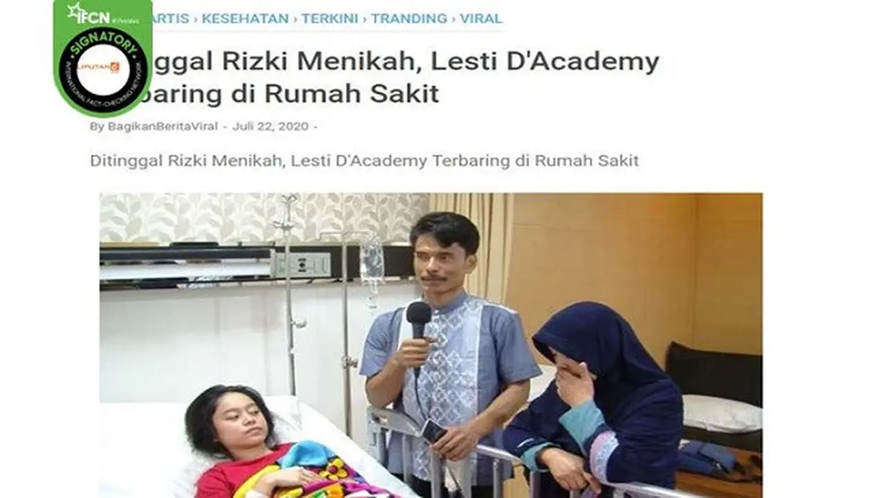 Gambar Tangkapan Layar Berita Tentang Penyanyi Lesti D'Academy