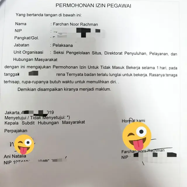 alasan nyeleneh izin kerja (foto: @efenerr)