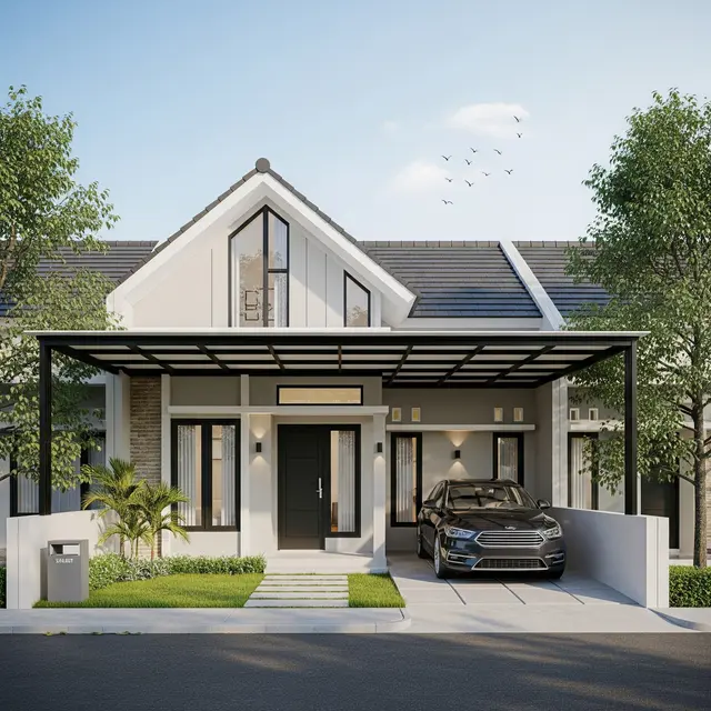 9 Desain Rumah Minimalis dengan Kombinasi Atap Pelana dan Kanopi, Estetika Modern