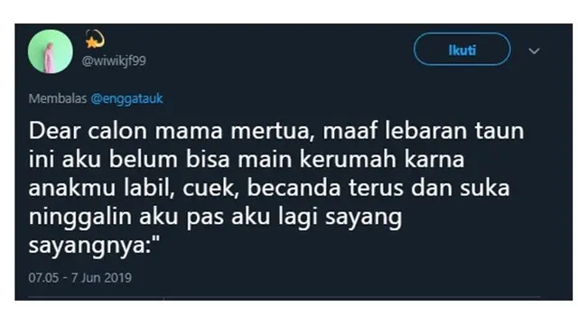Curhatan Netizen Untuk Calon Ibu Mertua Usai Lebaran Ini Bikin Senyum-senyum