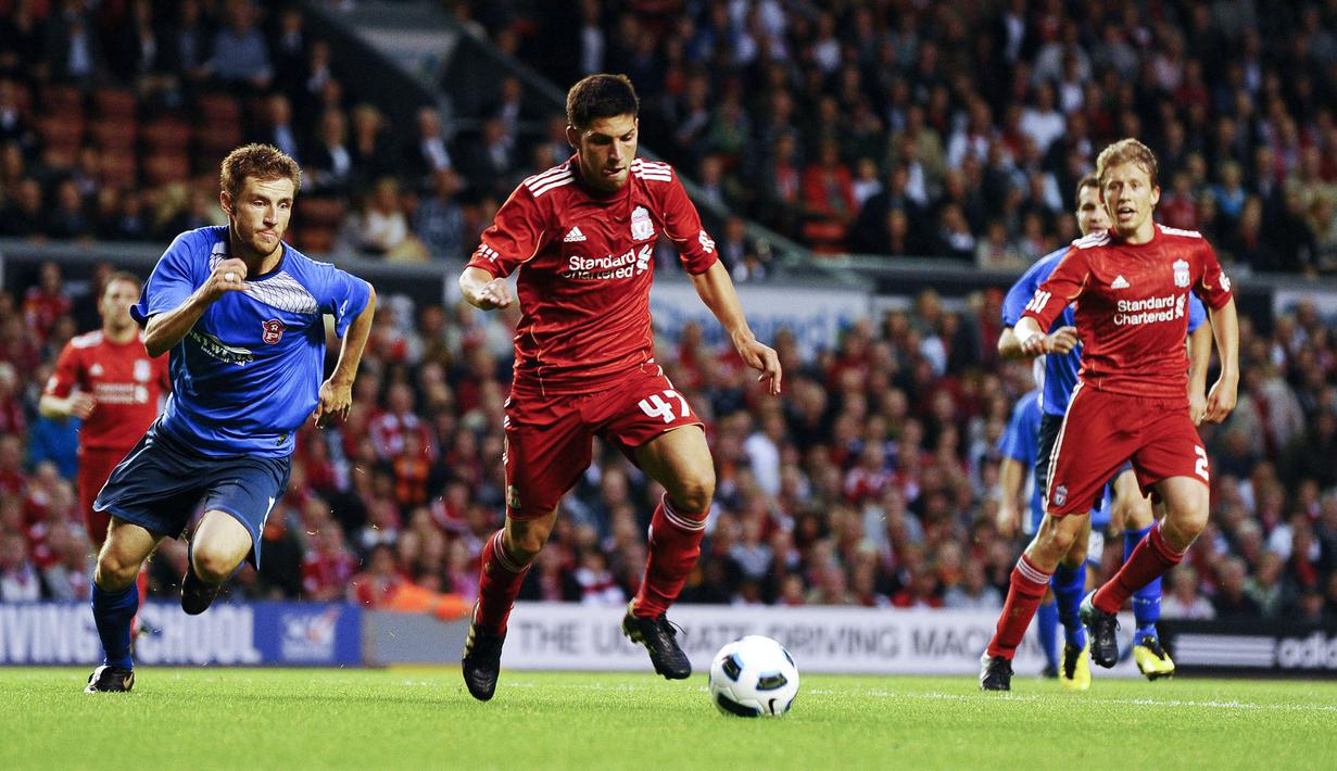 Daniel Pacheco memulai debutnya bersama Liverpool pada tahun 2009. Namun, ia gagal bersaing dengan pemain lain dan malah dipinjamkan ke Atletico Madrid pada musim 2011/2012. (AFP/Paul Ellis)