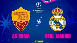Ilustrasi AS Roma Vs Real Madrid, Liga Champions. (Bola.com/AI)