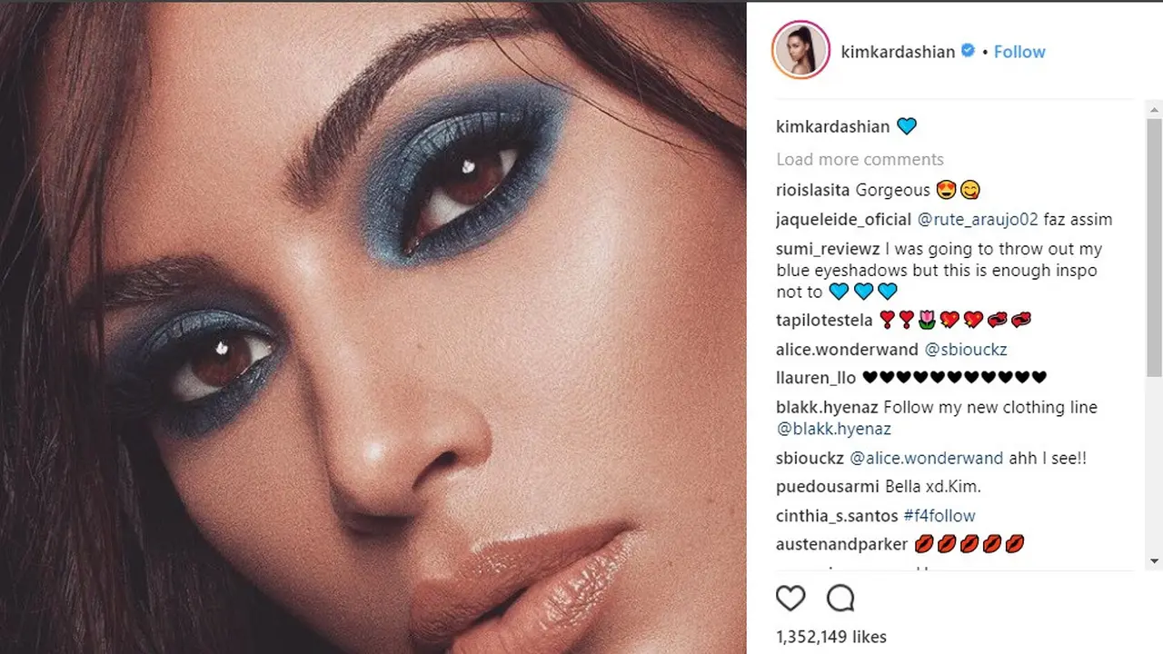 Kim Kardashian Bawa Kembali Tren Eyeshadow Biru