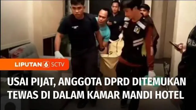 Seorang anggota DPRD Kabupaten Kolaka ditemukan tewas di dalam kamar mandi sebuah hotel di Kota Kendari, Sulawesi Tenggara. Sebelumnya korban diketahui baru saja mendapatkan pelayanan pijat di kamar itu. Polisi menyelidiki penyebab kematiannya.