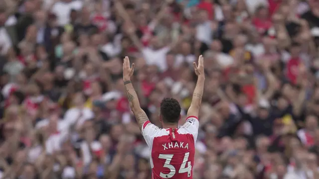 Foto: Granit Xhaka Kena Usil Pemain Arsenal di Laga Pamungkas Liga Inggris 2022 /2023