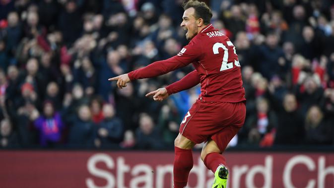 Xherdan Shaqiri absen di Beograd. (AFP/Paul Ellis)