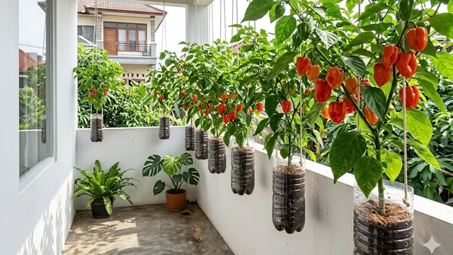 Kebun Gantung dari Botol Plastik Bekas