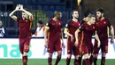 Pemain AS Roma, Stephan El Shaarawy, merayakan gol yang dicetaknya ke gawang Empoli pada pertandingan lanjutan Serie A Italia di Stadion Carlo Castellani, Empoli, Minggu (28/2/2016) dini hari WIB. (EPA/Fabio Muzzi)