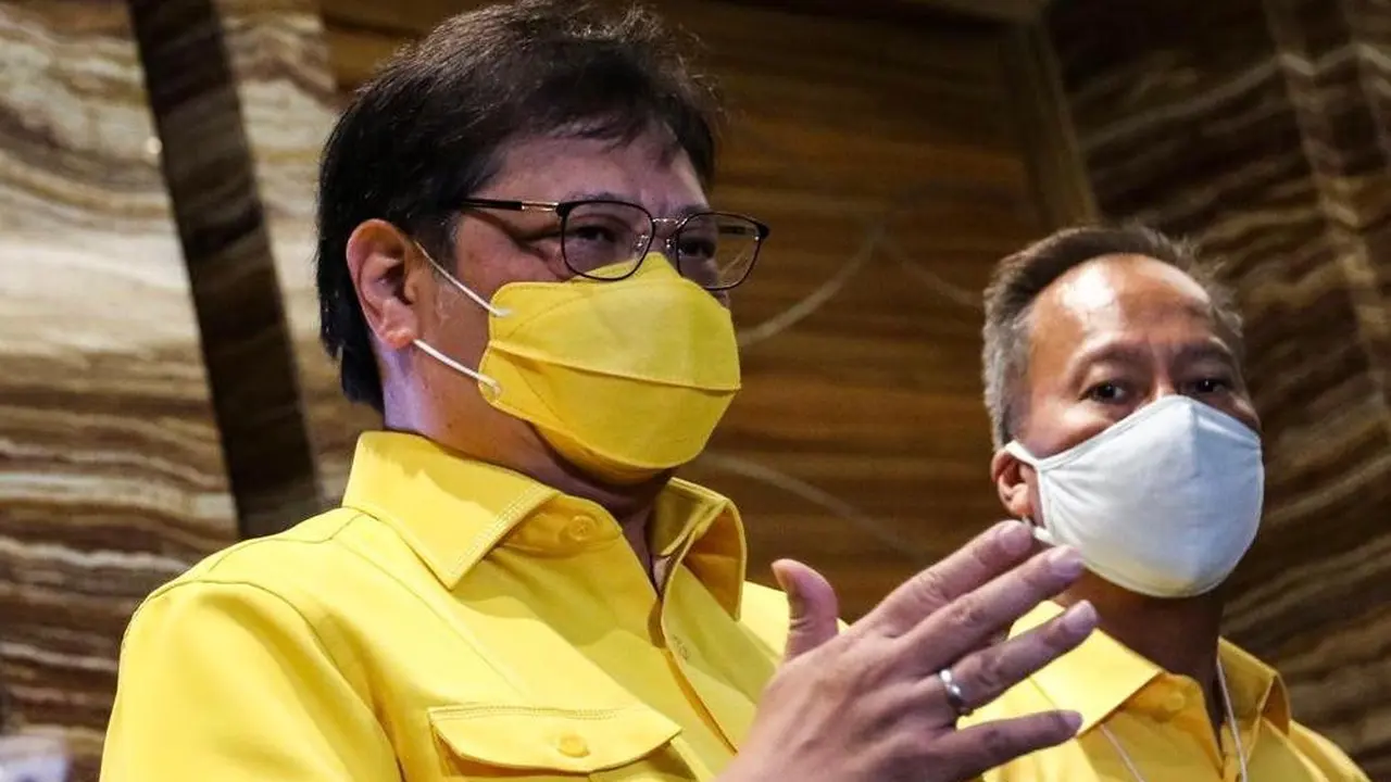 Ketua Umum partai Golkar saat membuka Rakornis itu dari Pulau Bintan secara virtual. (istimewa)