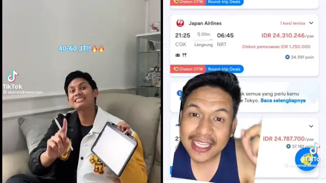 Ibnu Wardani Dinilai Overflexing, Dihujat Warganet karena Biaya ke Jepang (Sumber: TikTok/akarendrawarman)