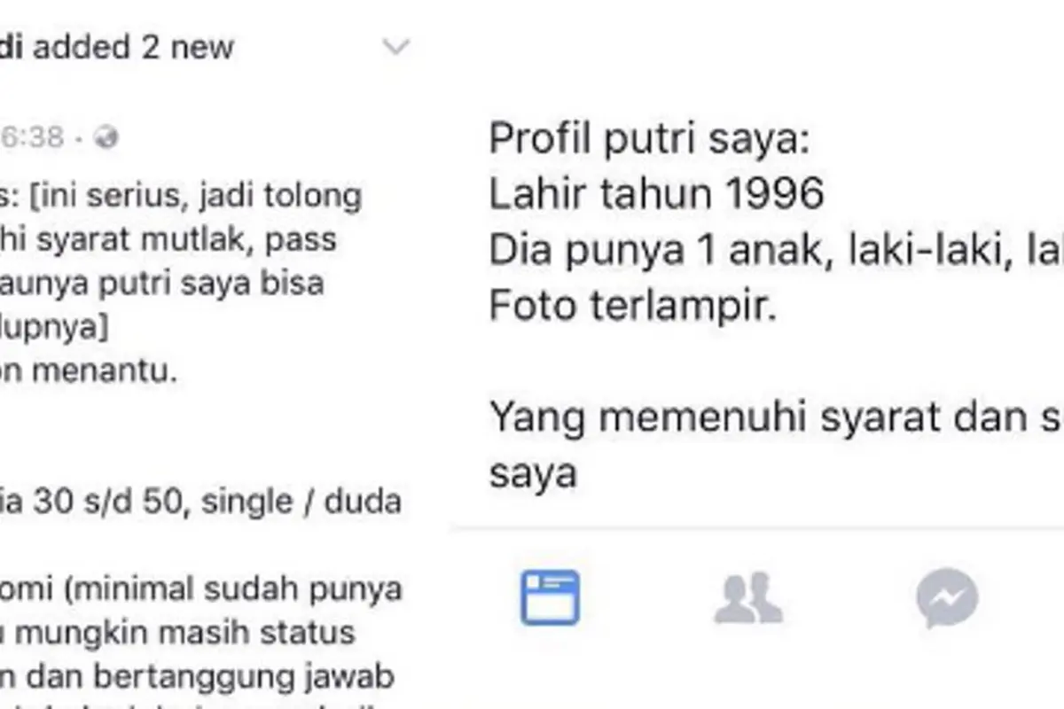Wow, Ada Ayah Buka Lowongan Calon Menantu di Facebook!