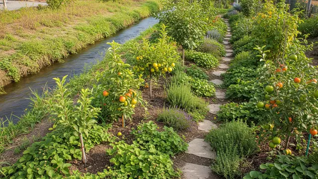 Inspirasi Kebun Buah Mini di Area Dekat Saluran Air yang Maksimalkan Ruang Sisa